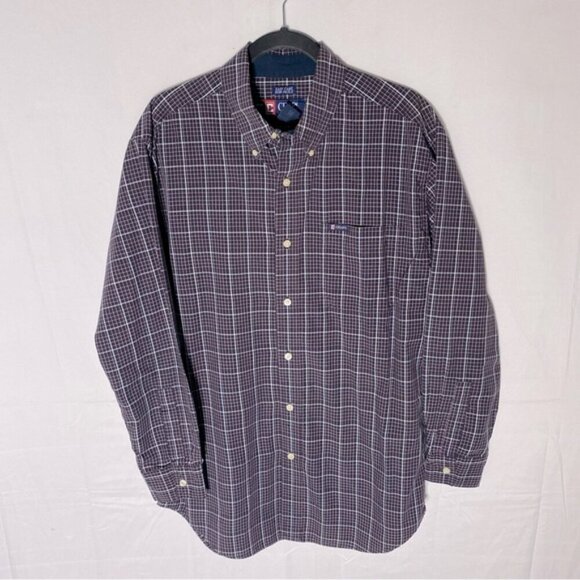 Chaps Purple Black White Plaid Long Sleeve Casual Button Up Shirt M - Picture 11 of 11